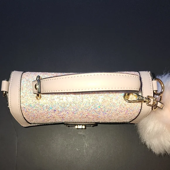 Aldo Glittering Pink Mini Bag with Plush Charm - Picture 9 of 14